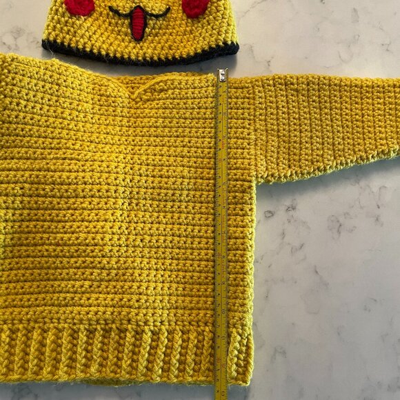 Gorgeous Pokemon Pikachu Sweater / Hat Handmade Crochet Rare OOAK - Picture 11 of 12